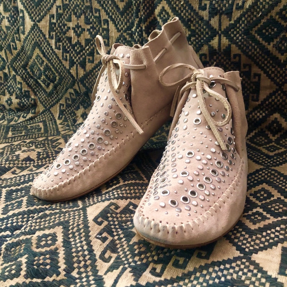 Zara studded suede festival moccasins size 7